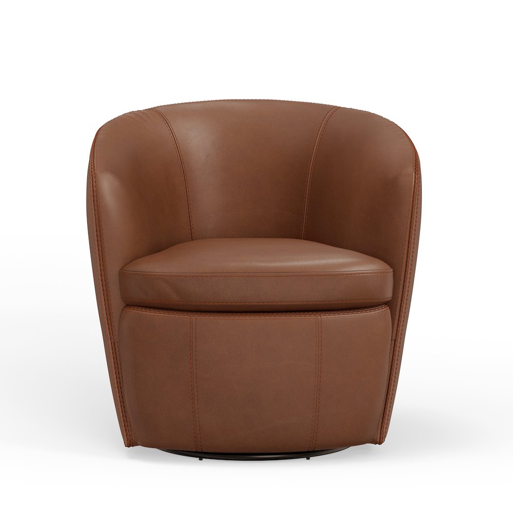 Barolo - Vintage Whiskey 100% Italian Leather Swivel Club Chair. Picture 2