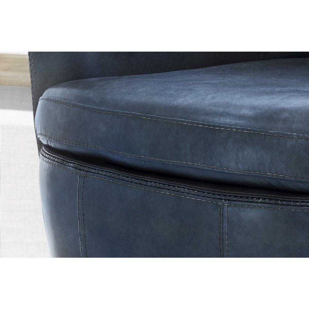 Barolo - Vintage Navy 100% Italian Leather Swivel Club Chair. Picture 10