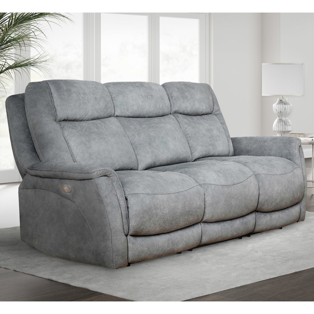Linus - Hudson Grey Power Reclining Sofa and Two Recliners. Picture 13