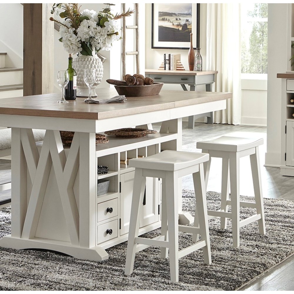 Modern Dining 72 In. Island Counter-Height Extendable Dining Table. Picture 16