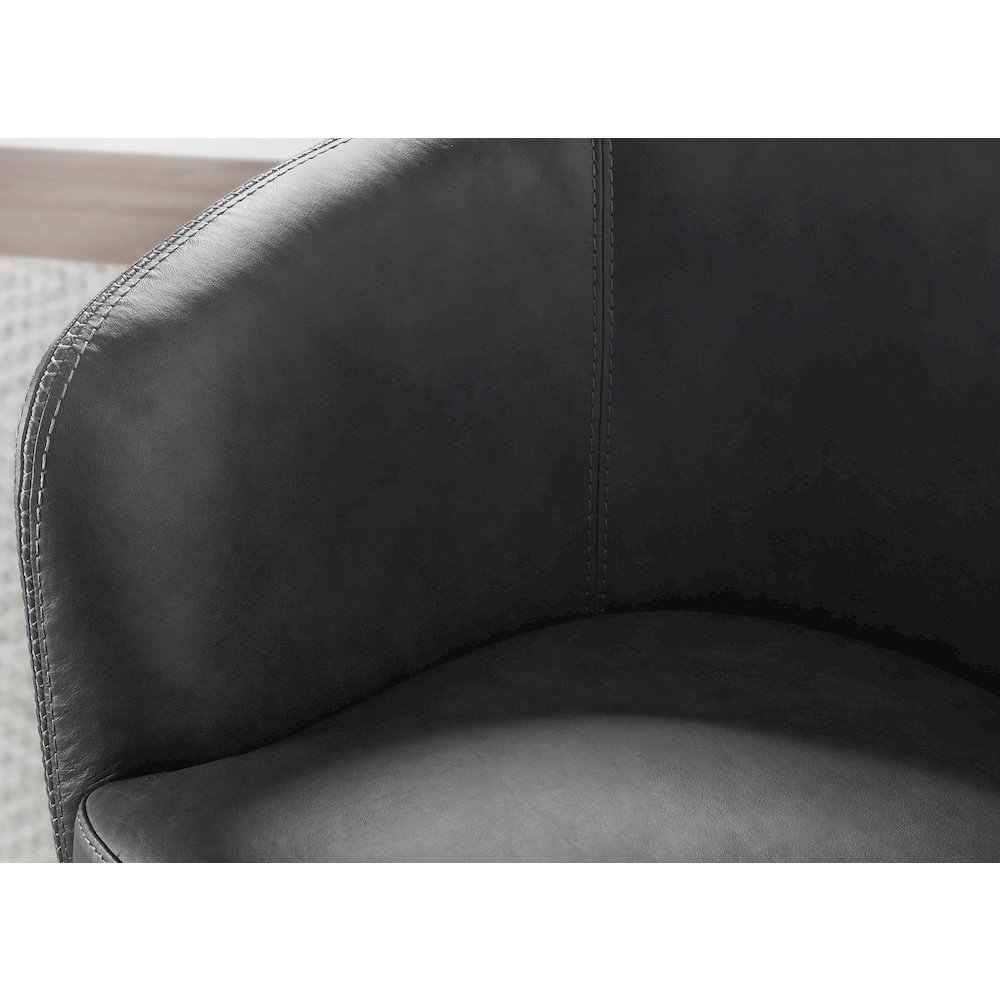 Barolo - Vintage Slate 100% Italian Leather Swivel Club Chair. Picture 11