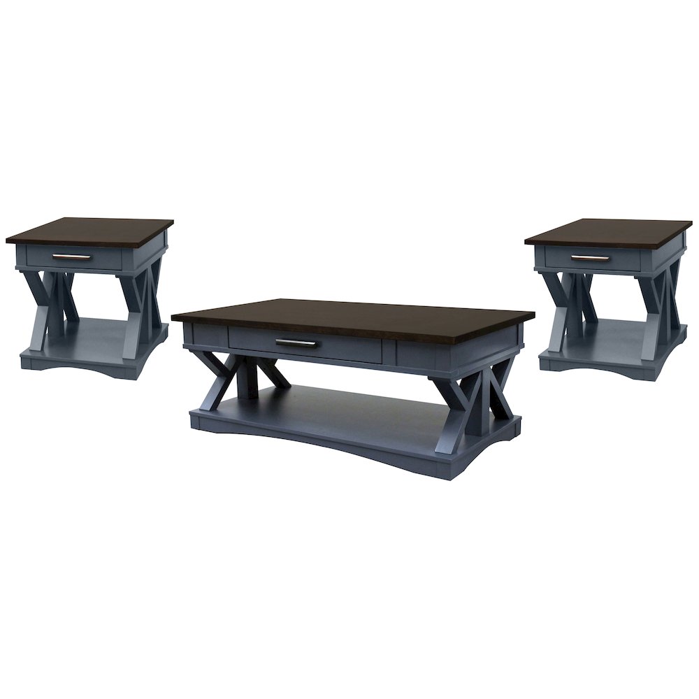 Modern - Denim Cocktail Table with 2 End Tables. Picture 8