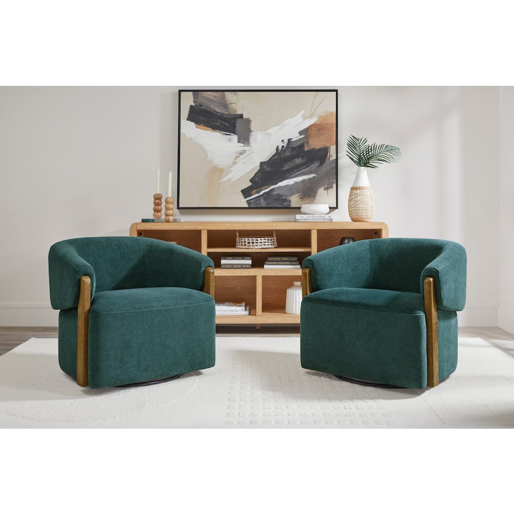 Finley - Island Teal Swivel Accent Chair Two Pack. Picture 7
