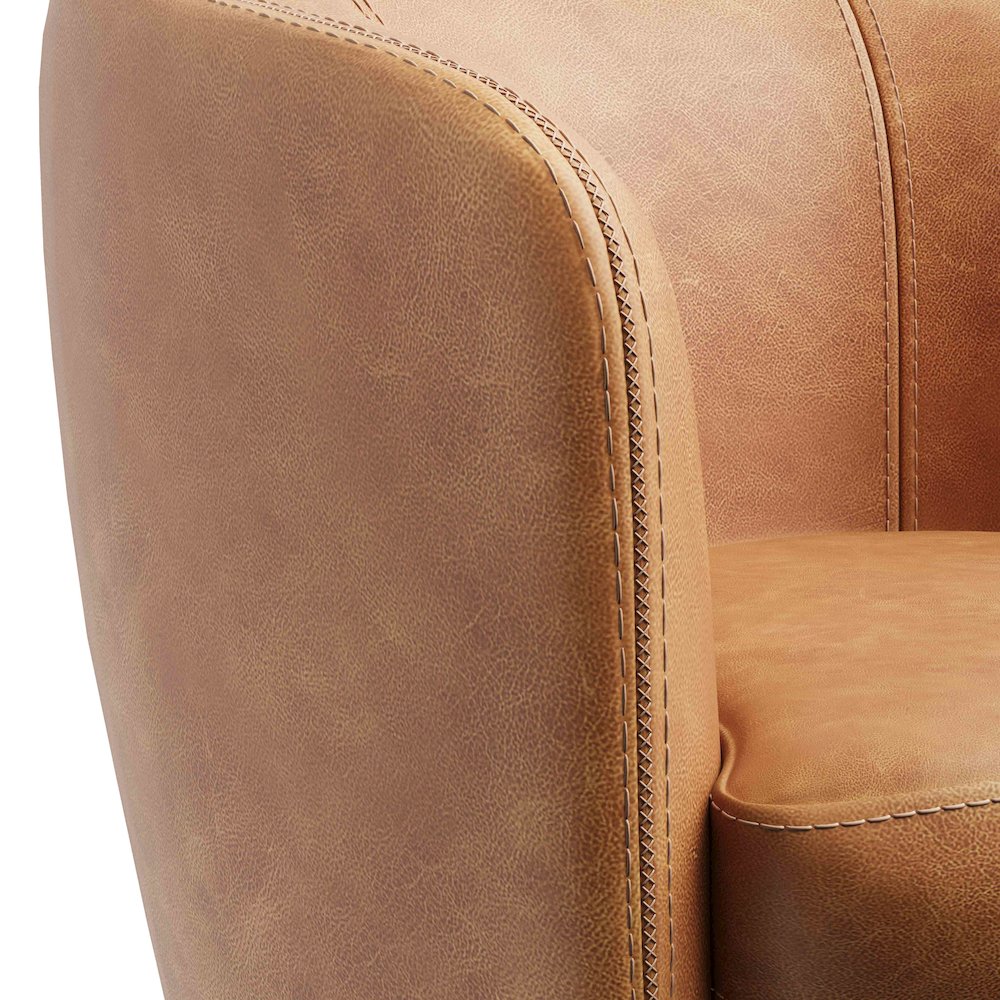 Barolo - Vintage Caramel 100% Italian Leather Swivel Club Chair. Picture 7