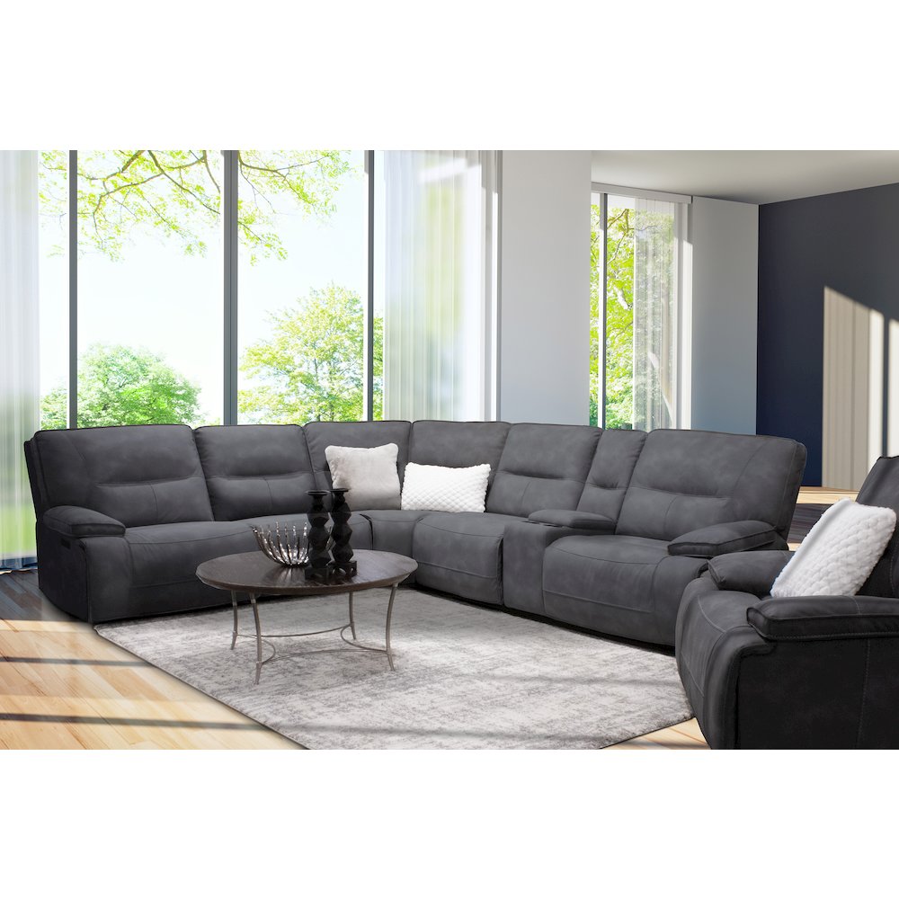 6 Piece Modular Power Reclining Sectional with Power Adjustable Headrests. Picture 3
