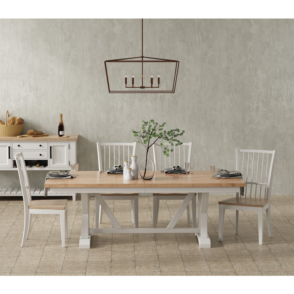 Modern Dining 88 In. Trestle Extendable Dining Table. Picture 17