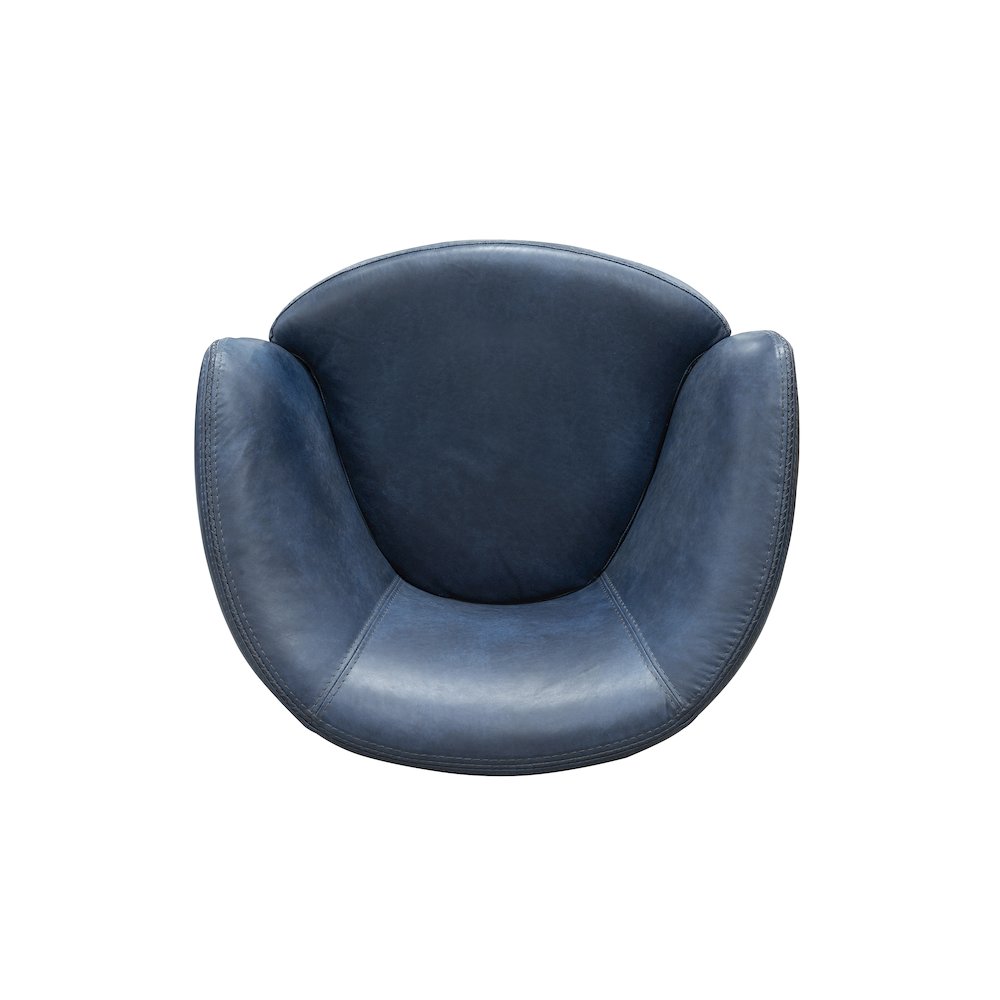 Vintage Navy 100% Italian Leather Swivel Club Chair. Picture 3