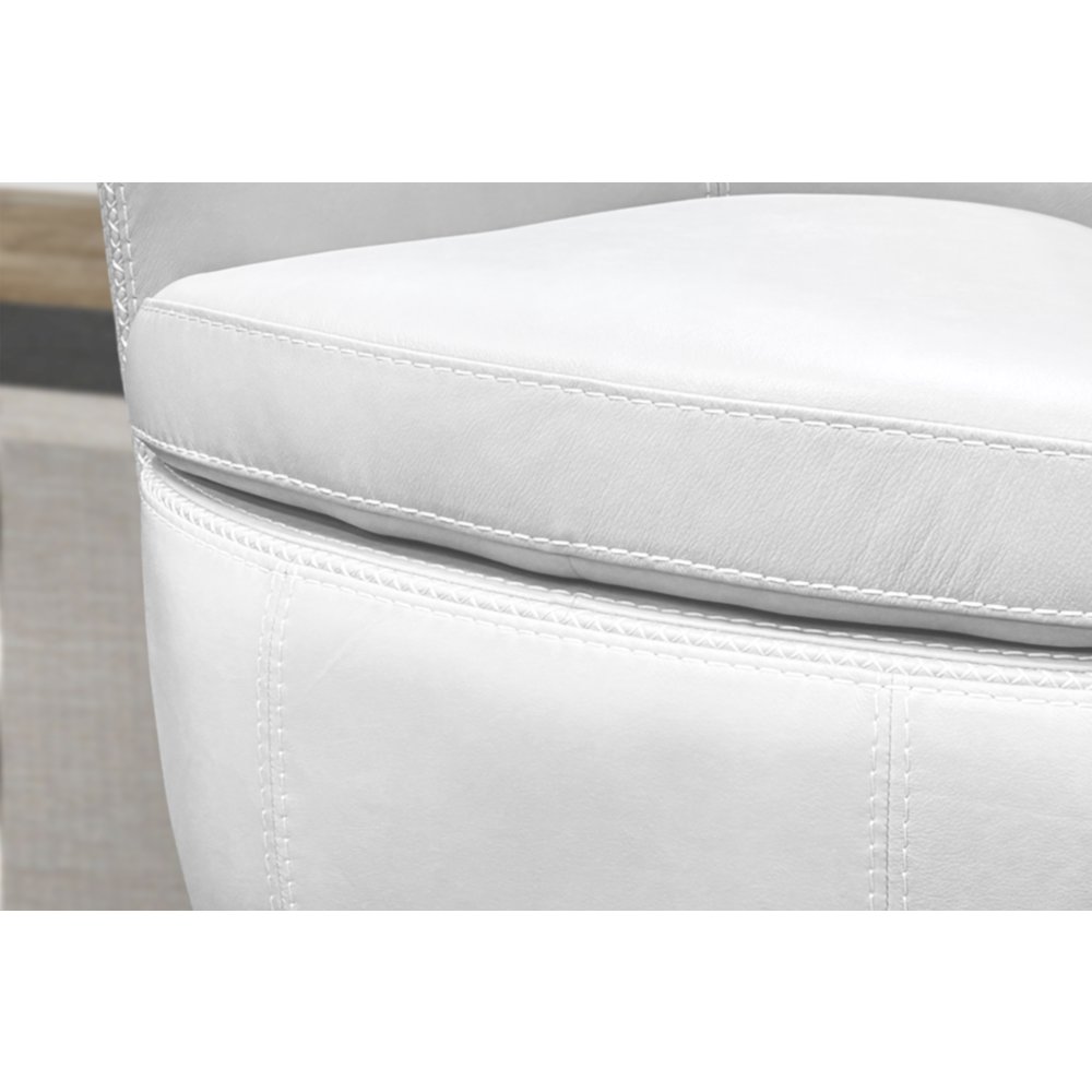 Barolo - Snow 100% Italian Leather Swivel Club Chair. Picture 10