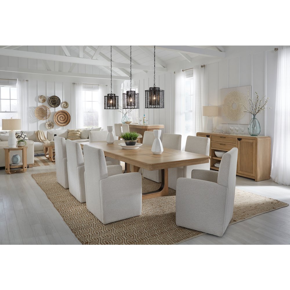 Dining 84" Rectangular Table with console & 8 caster chairs. Picture 9