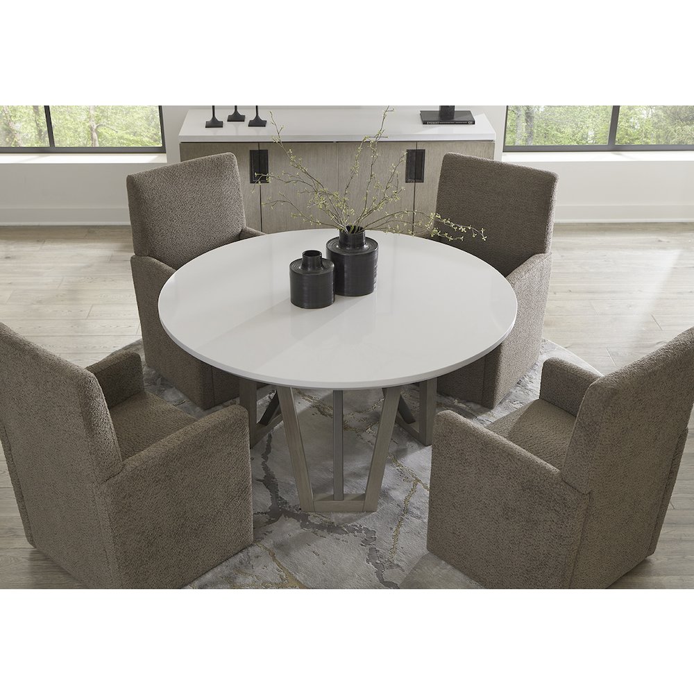 Pure Modern Dining 54 In. Round Table with Wood Base. Picture 6