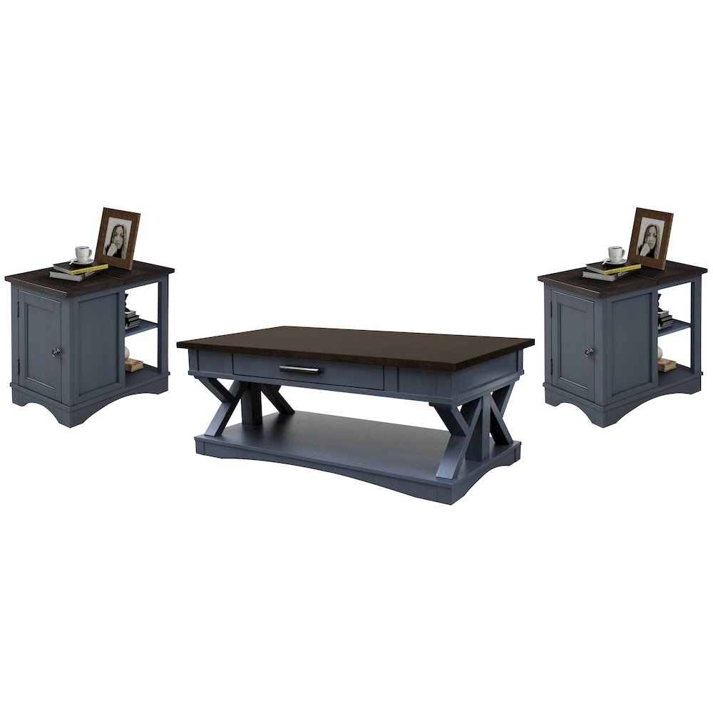 Modern - Denim Cocktail Table with 2 Chairside Tables. Picture 8