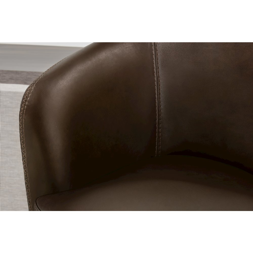 Barolo - Vintage Brown 100% Italian Leather Swivel Club Chair. Picture 13