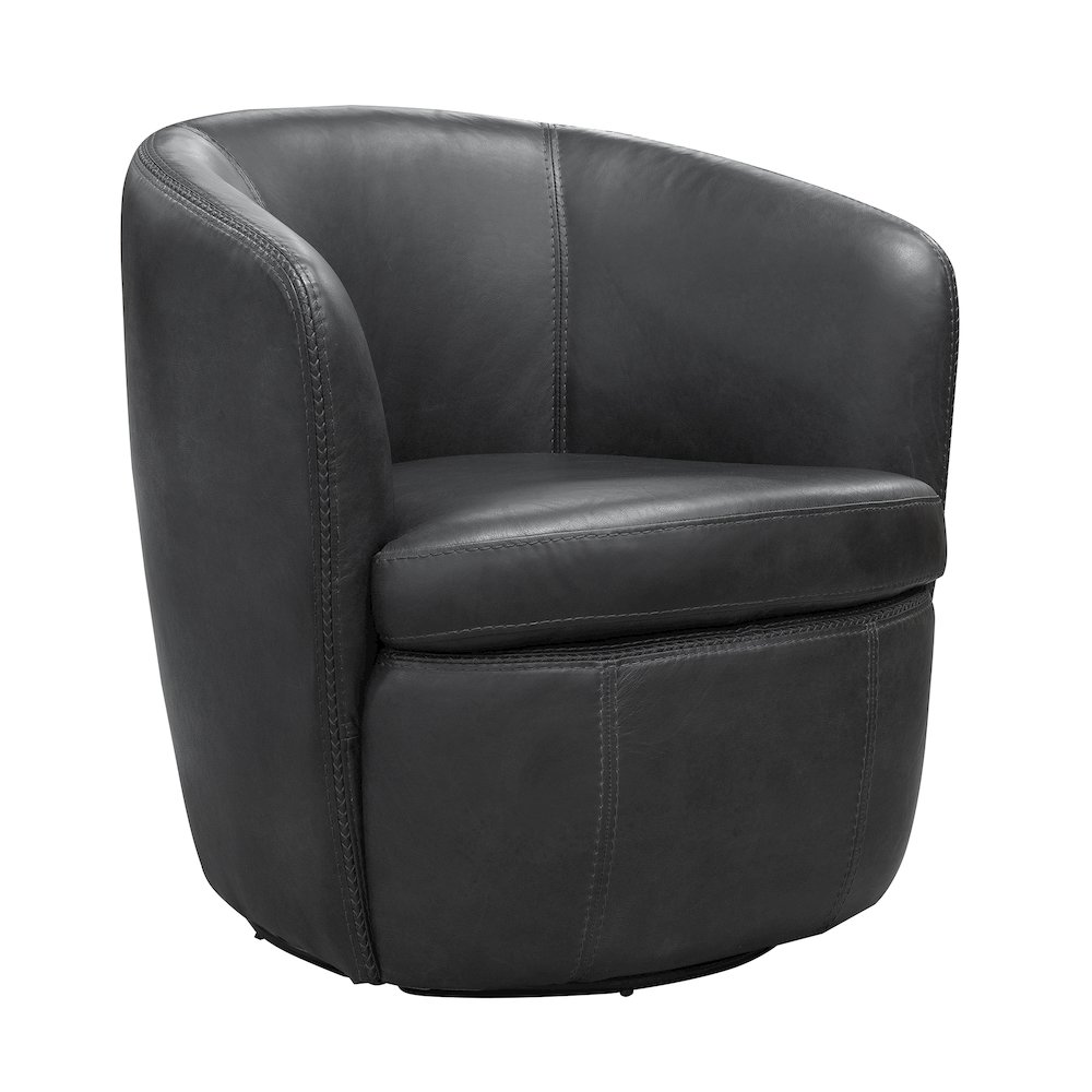 Barolo - Vintage Slate 100% Italian Leather Swivel Club Chair. Picture 1