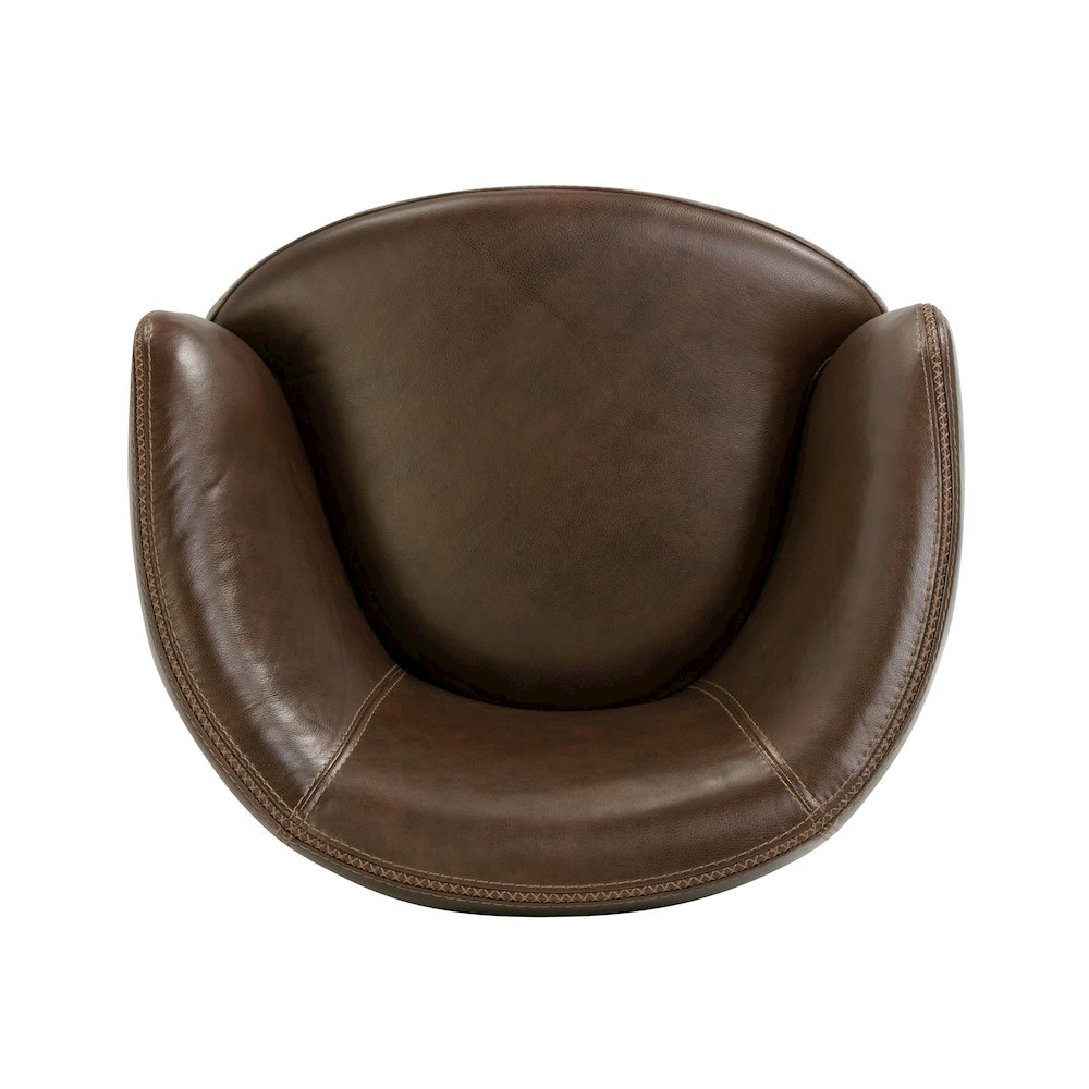 Barolo - Vintage Brown 100% Italian Leather Swivel Club Chair. Picture 7