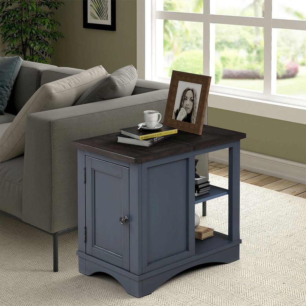 Modern - Denim Cocktail Table with 2 Chairside Tables. Picture 5
