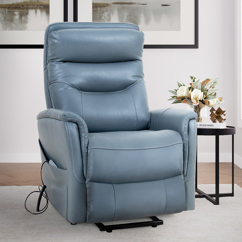 Gemini - Softy Azure Power Lift Recliner with Articulating Headrest. Picture 2