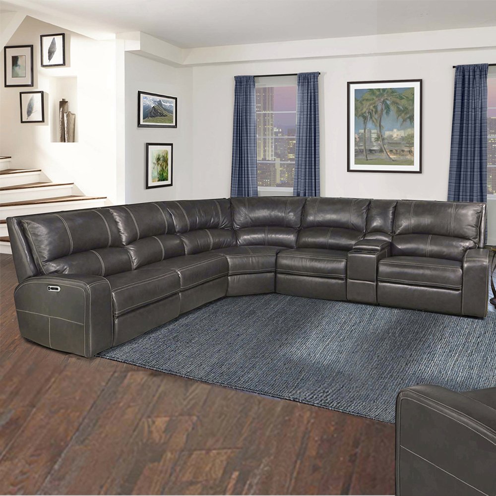 6 Piece Modular Power Reclining Sectional with Power Adjustable Headrests. Picture 7