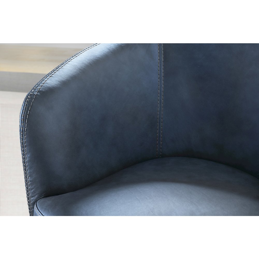 Barolo - Vintage Navy 100% Italian Leather Swivel Club Chair. Picture 9