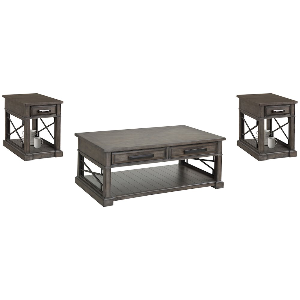 Sundance - Smokey Grey Cocktail Table with 2 Chairside Tables. Picture 8