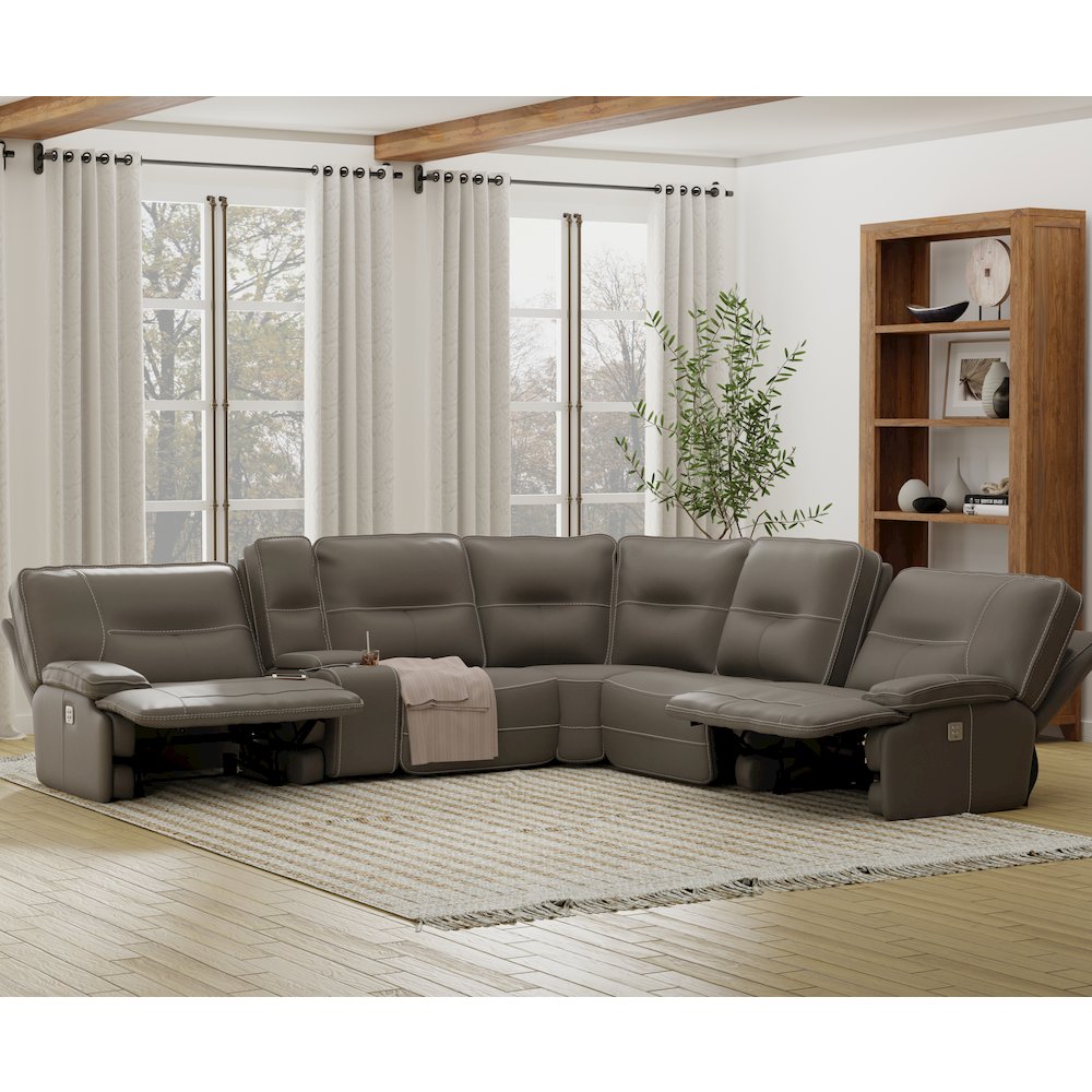 6 Piece Modular Power Reclining Sectional with Power Adjustable Headrests. Picture 10