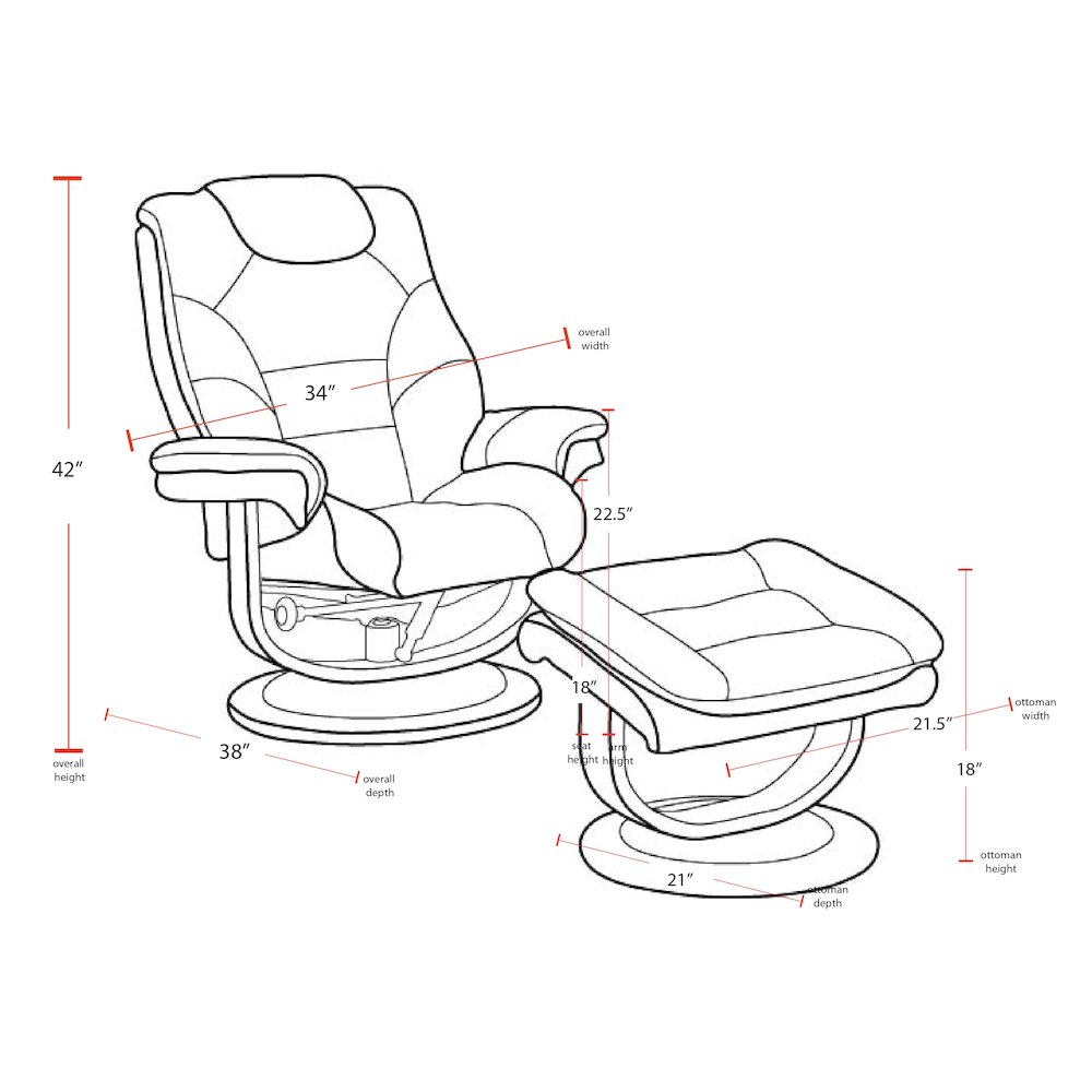 Monarch - Ice Manual Reclining Swivel Chair and Ottoman. Picture 16