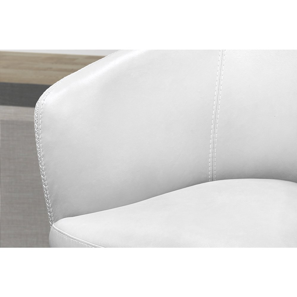 Barolo - Snow 100% Italian Leather Swivel Club Chair. Picture 9