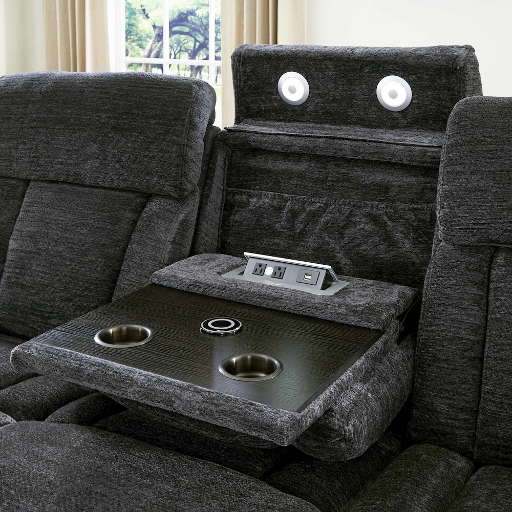 Dalton - Lucky Charcoal Power Reclining Sofa and Two Recliners. Picture 11