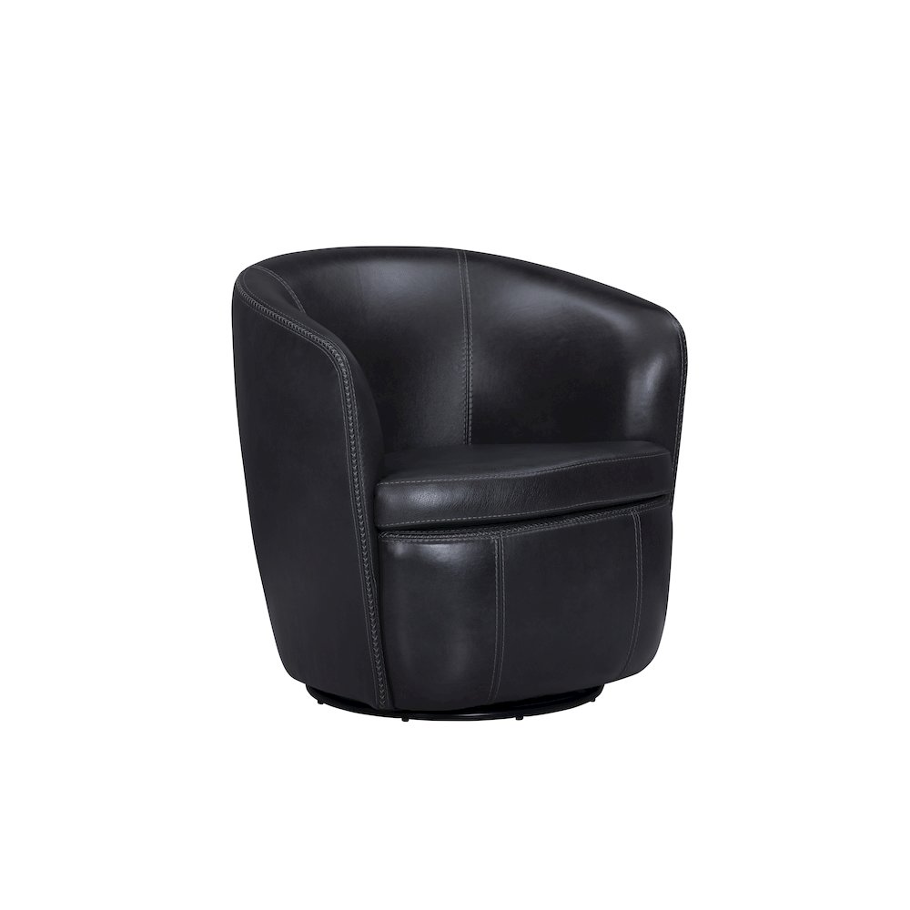 Barolo - Vintage Onyx 100% Italian Leather Swivel Club Chair. Picture 1