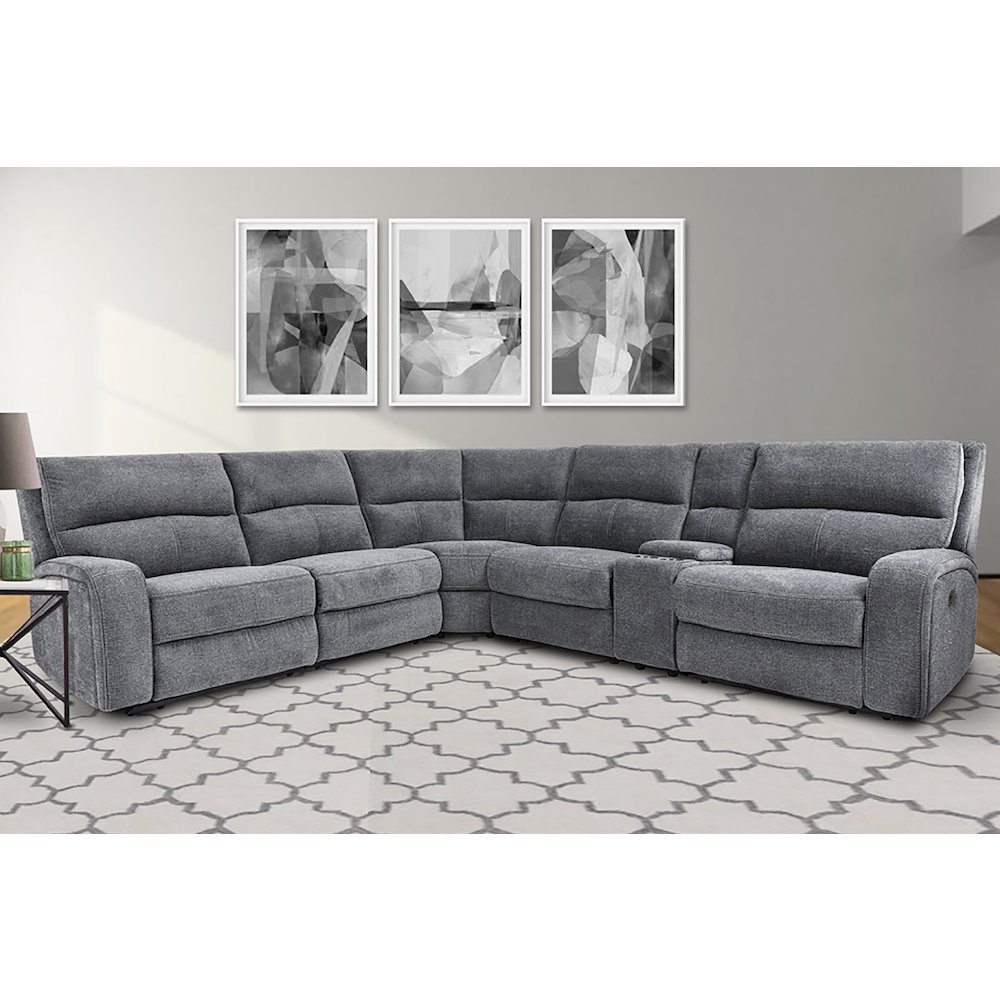 Polaris - Bizmark Grey 6 Piece Modular Power Reclining Sectional. Picture 3