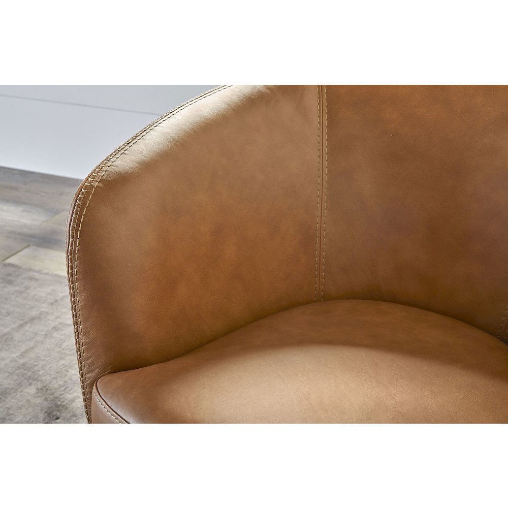 Barolo - Vintage Caramel 100% Italian Leather Swivel Club Chair. Picture 8