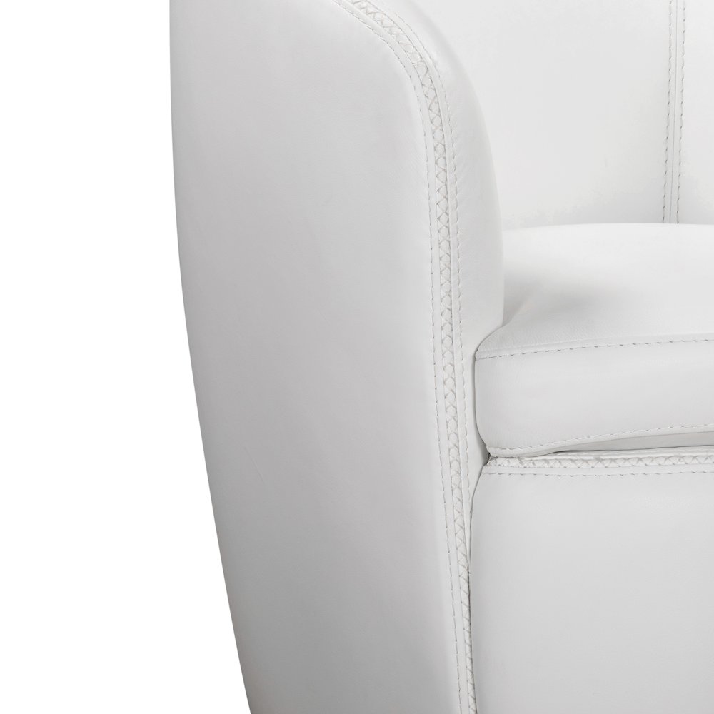 Barolo - Snow 100% Italian Leather Swivel Club Chair. Picture 8