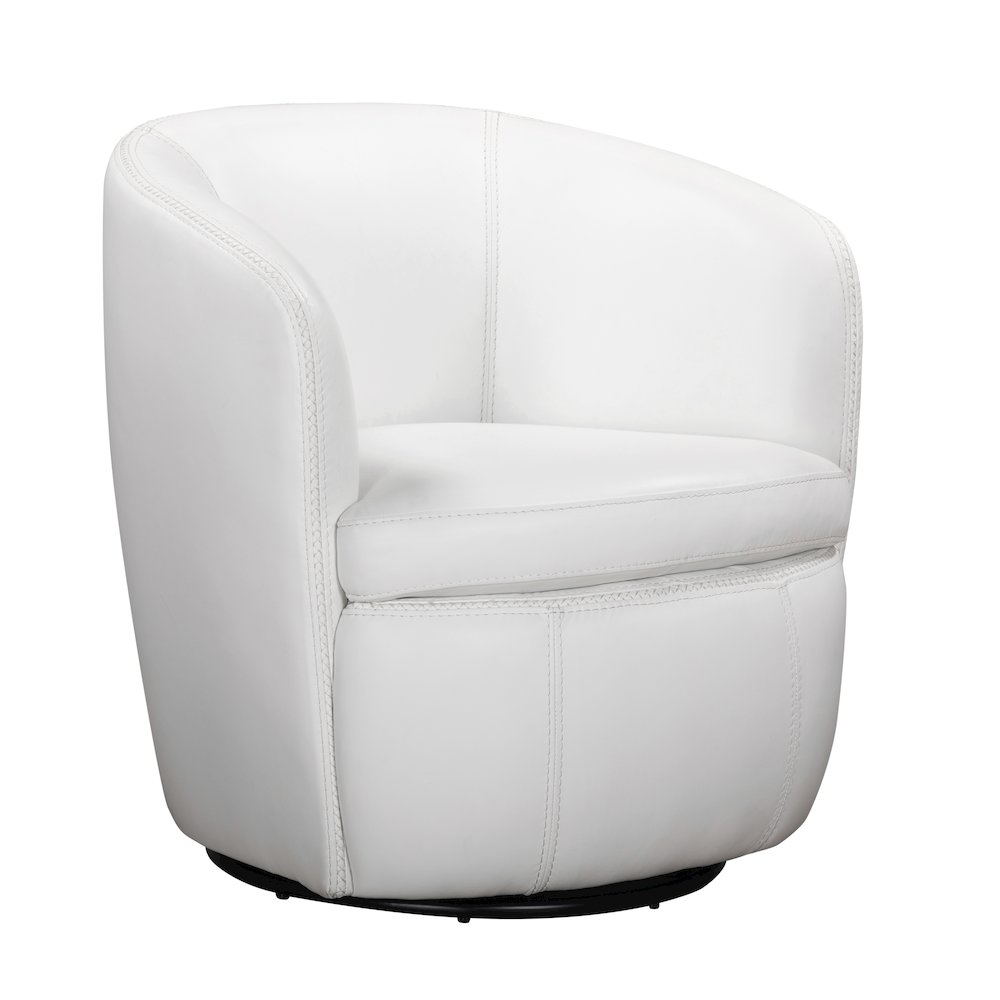 Barolo - Snow 100% Italian Leather Swivel Club Chair. Picture 1