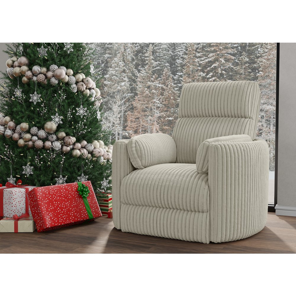 Radius - Mega Ivory Swivel Power Glider Recliner. Picture 7