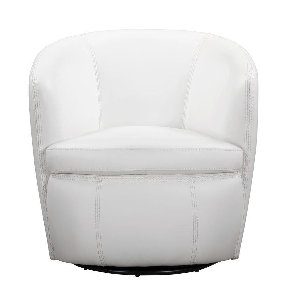 Barolo - Snow 100% Italian Leather Swivel Club Chair. Picture 2