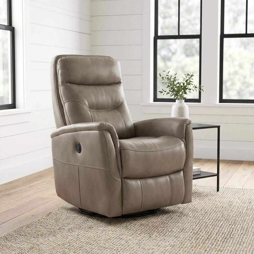 Gemini - Linen Power Swivel Glider Recliner Two Pack. Picture 2