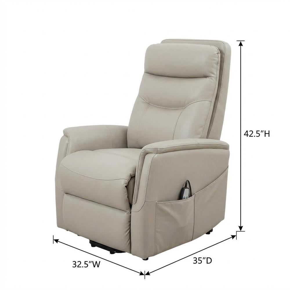 Gemini - Softy Ivory Power Lift Recliner with Articulating Headrest. Picture 8