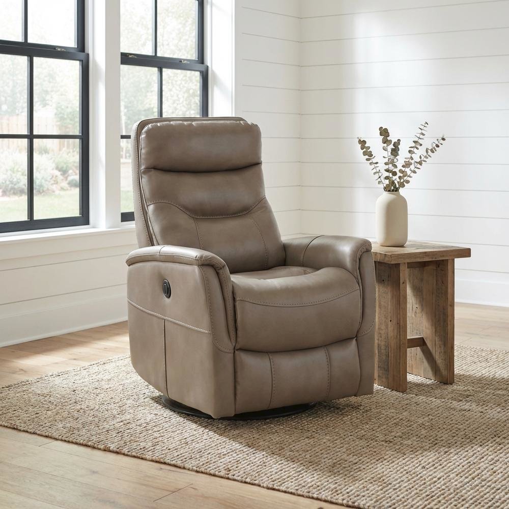 Gemini - Linen Power Swivel Glider Recliner. Picture 2