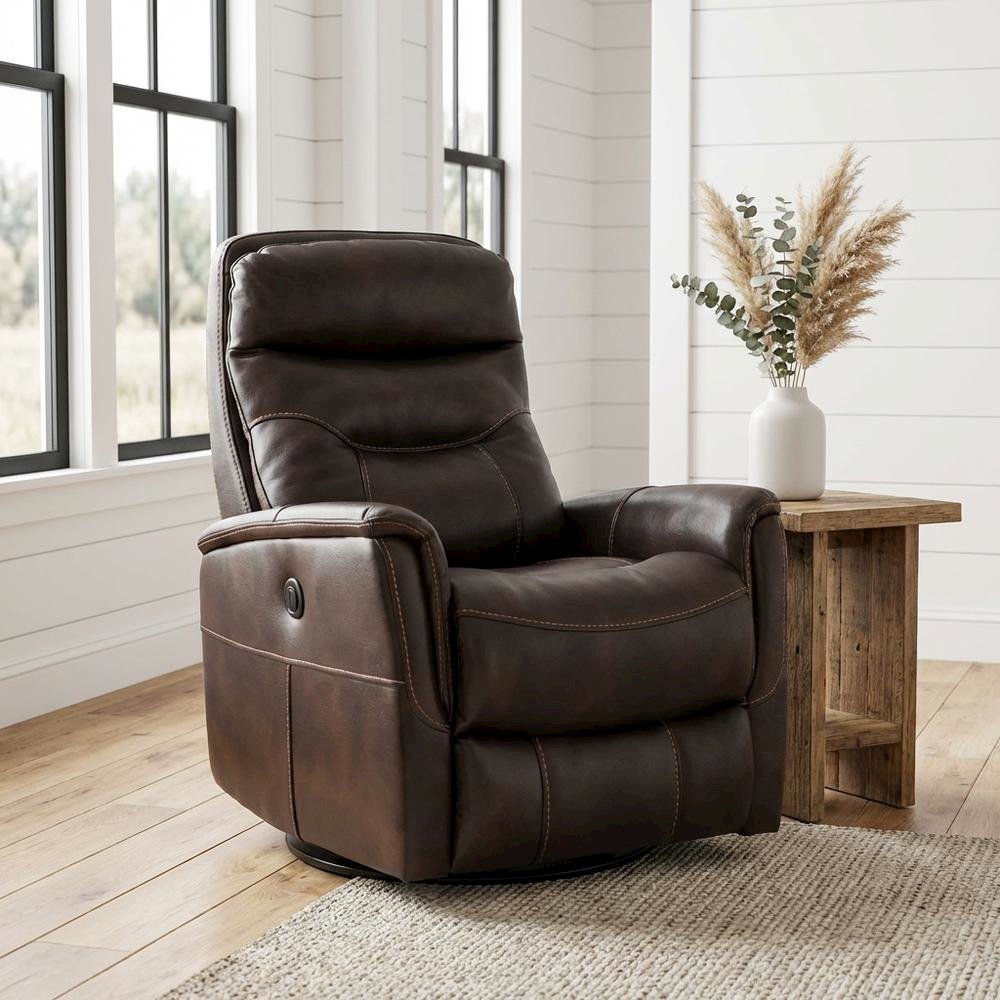 Gemini - Truffle Power Swivel Glider Recliner. Picture 2