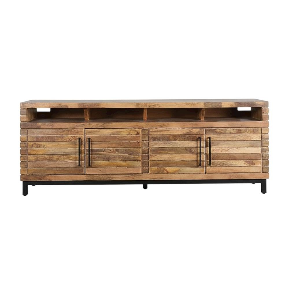 Gold Mango Wood Console, Transitional Style, Up to 98-Inch TV Compatibility. Picture 4