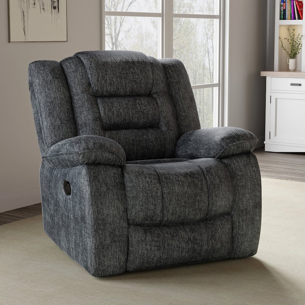 Bolton - Misty Storm Manual Glider Reclining Sofa and Two Recliners. Picture 14
