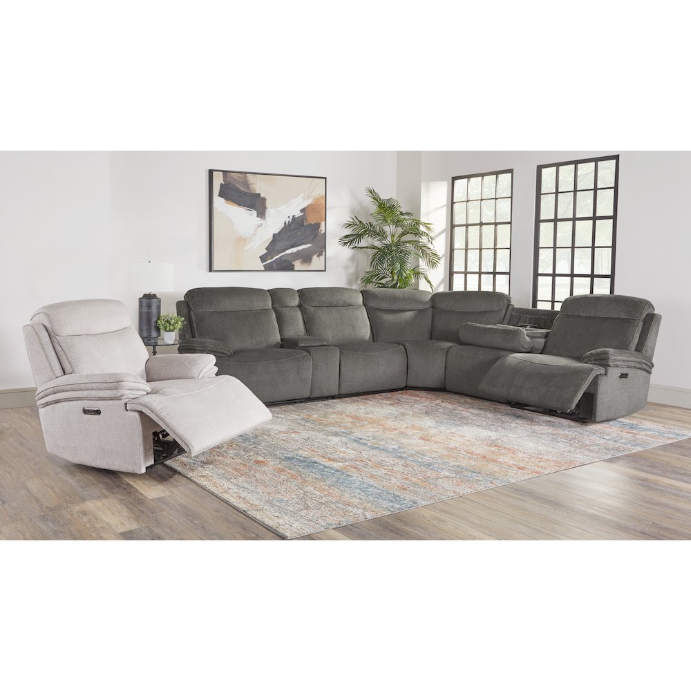 Alpine - Airy Midnight 6 Piece Zero Gravity Power Reclining Sectional. Picture 8