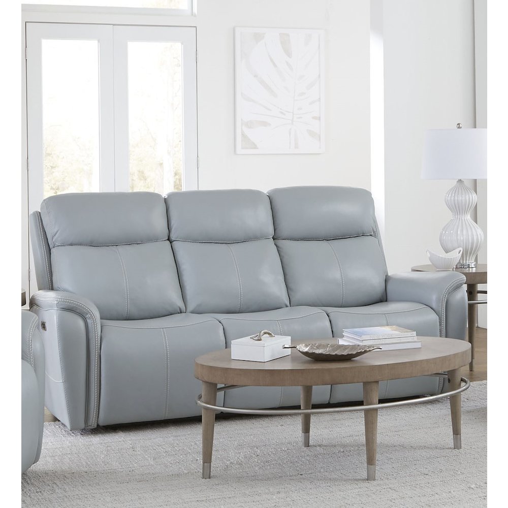 Cascade - Seamist Grey Power Reclining Sofa Loveseat and Recliner. Picture 12