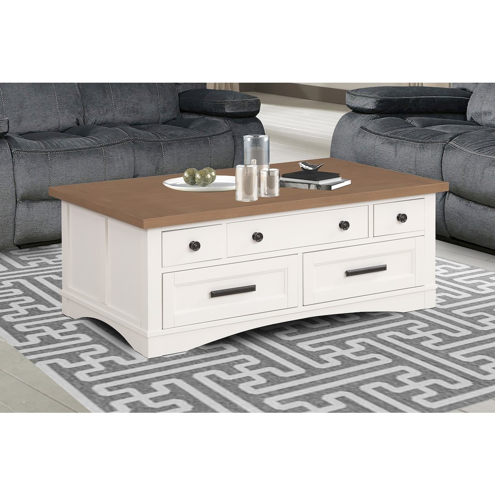Modern - Cotton Lift Top Cocktail Table with 2 End Tables. Picture 6