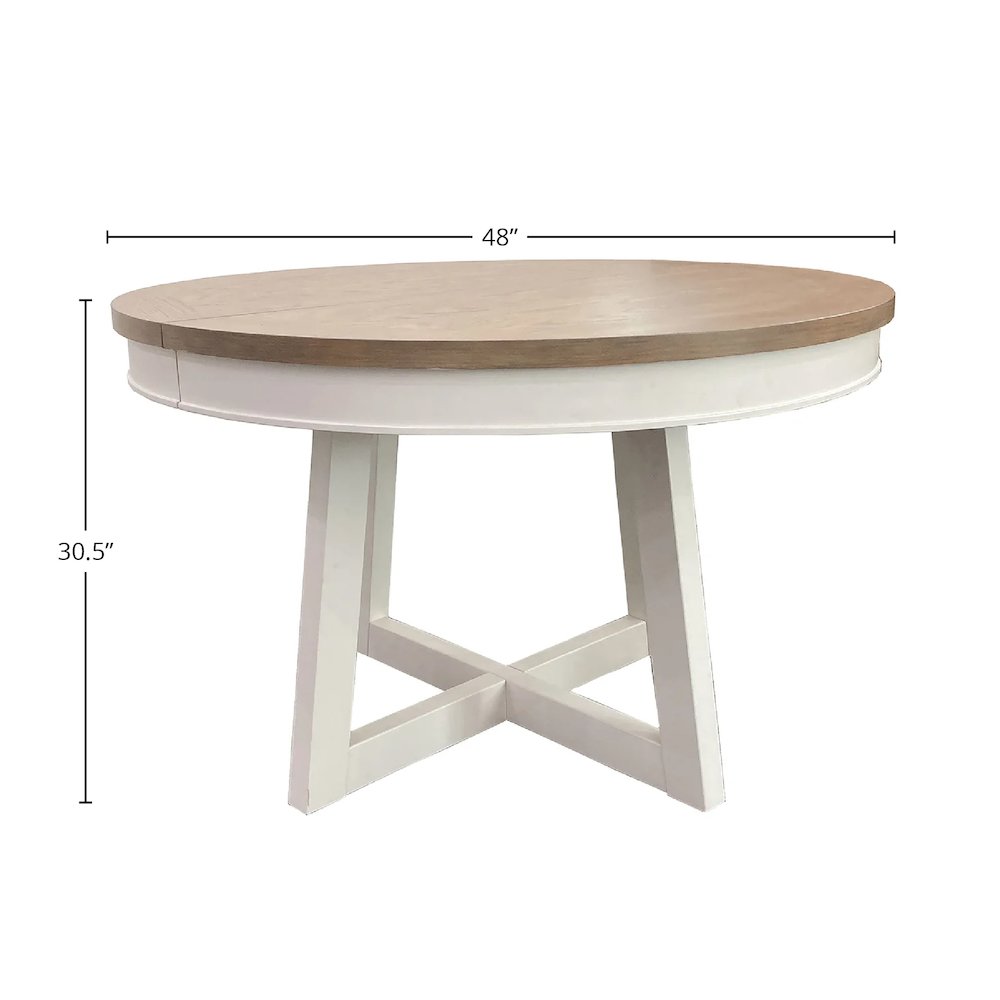 Modern Dining 48 In. Round Extendable Dining Table and 4 Upholstered Chairs. Picture 13