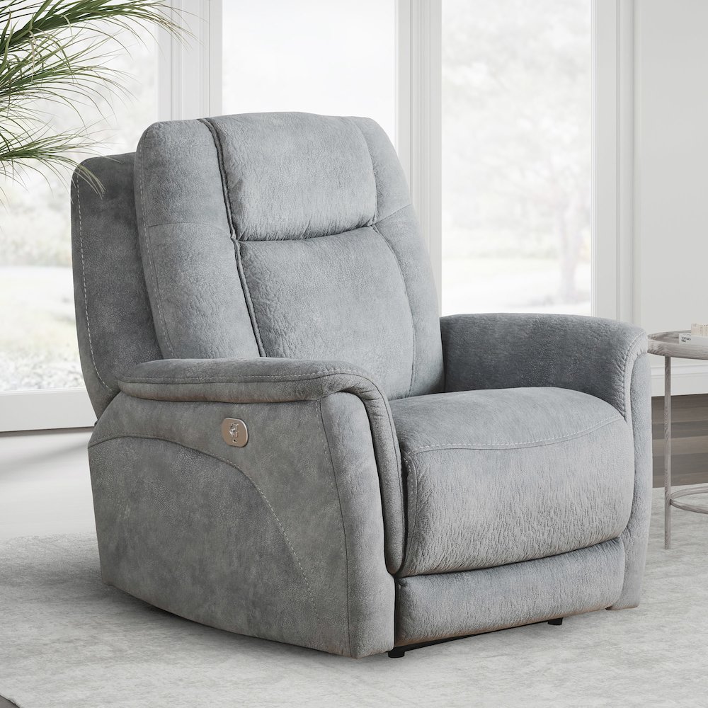 Linus - Hudson Grey Power Reclining Sofa and Two Recliners. Picture 15