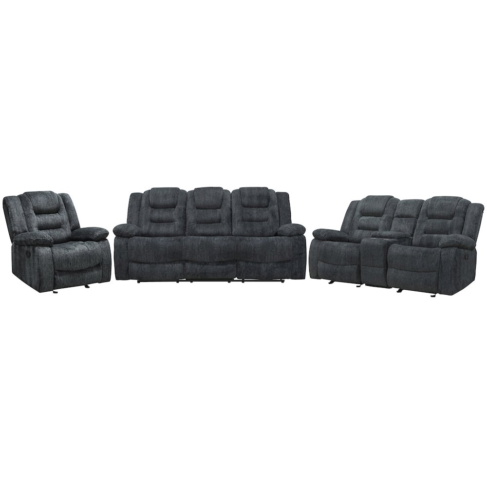 Bolton - Misty Storm Manual Glider Reclining Sofa Loveseat and Recliner. Picture 1