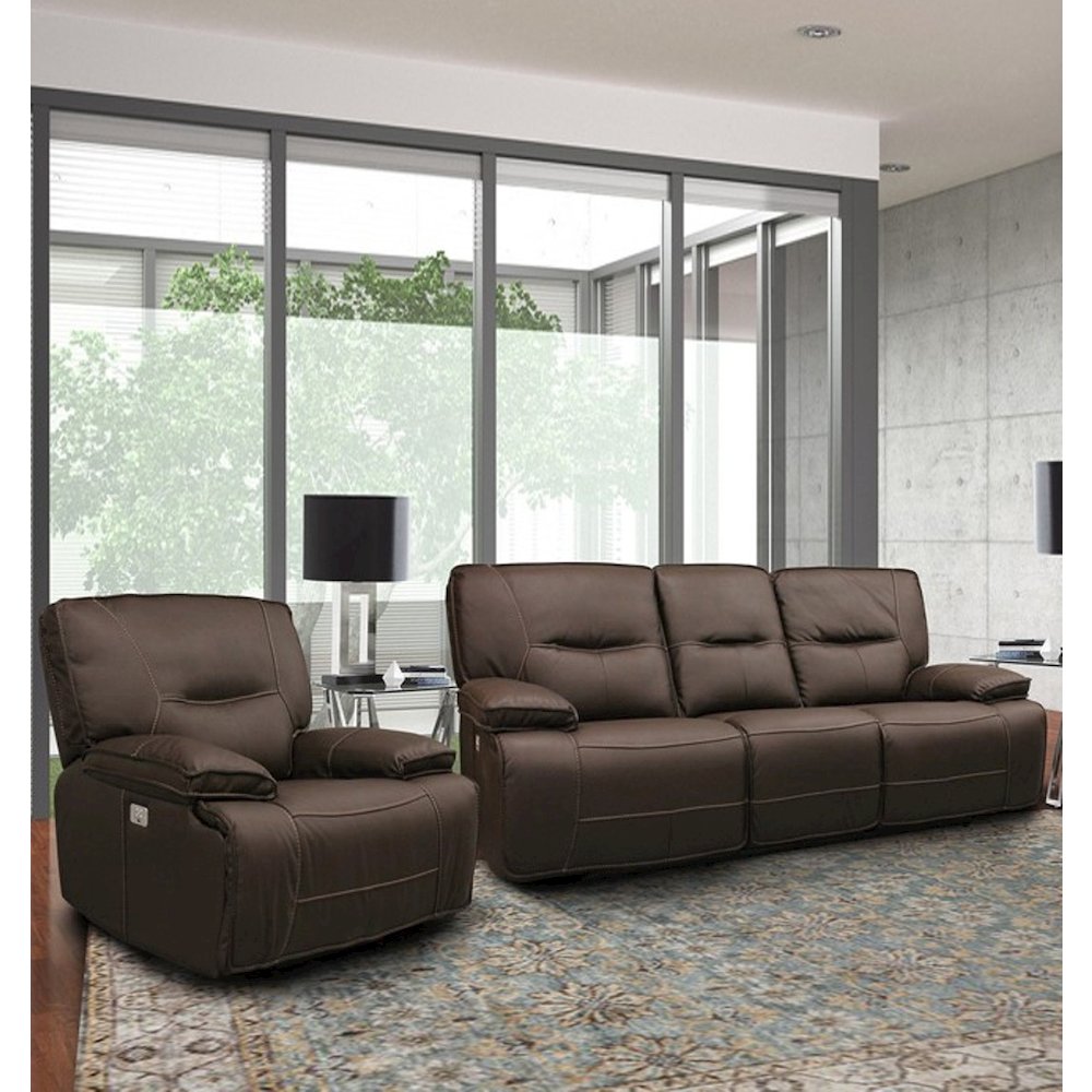 Spartacus - Chocolate Power Reclining Sofa and Recliner. Picture 11