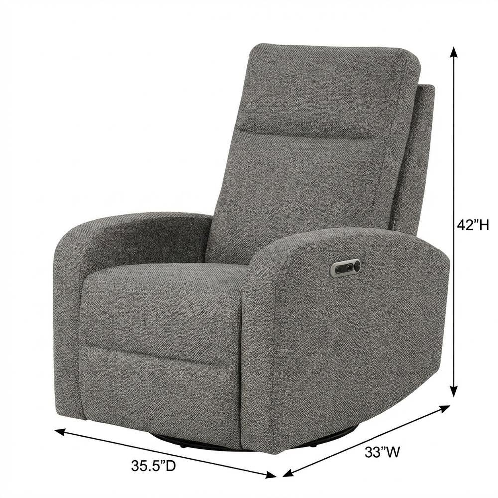 Thriller - Natural Beauty Grey Power Swivel Glider Recliner. Picture 7