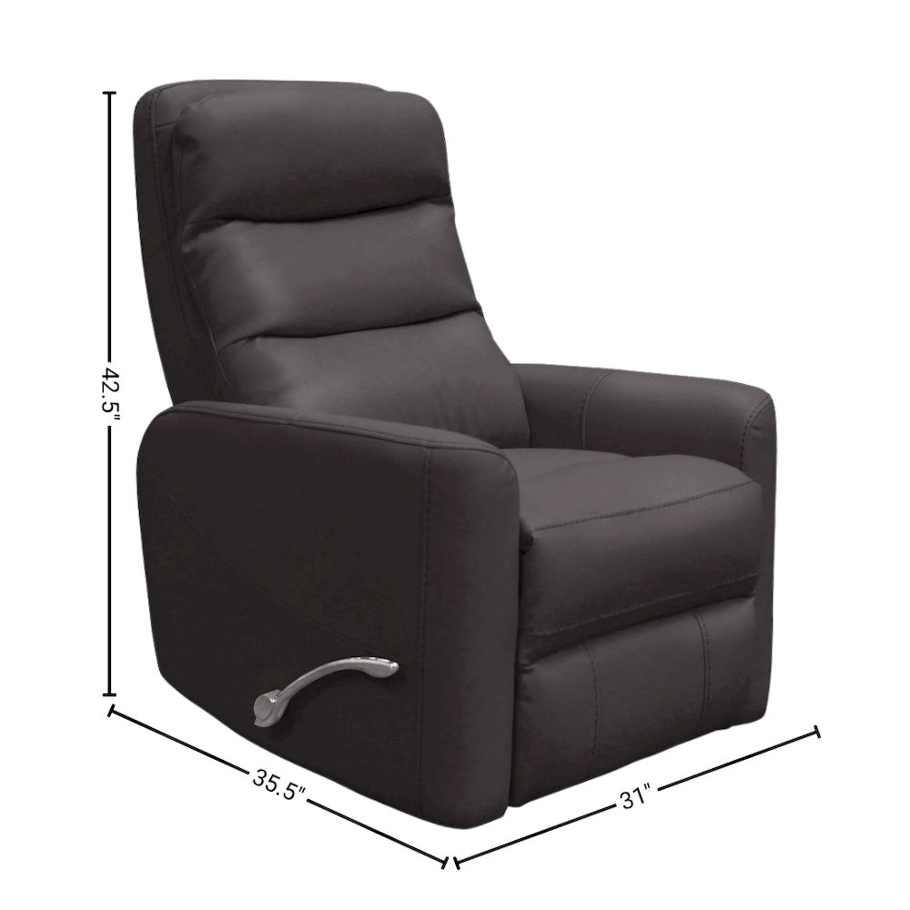 Chocolate Swivel Recliner Chair with Glider Base and Soft Fabric Comfort. Picture 4