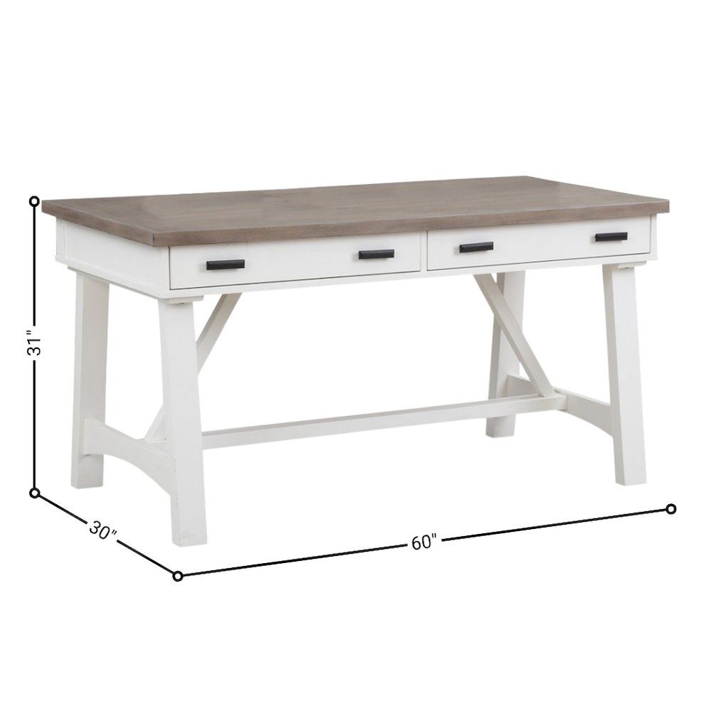 White Desk, 60 Inch Writing Desk with 3 Drawers, Writing Desk Wood Design. Picture 5